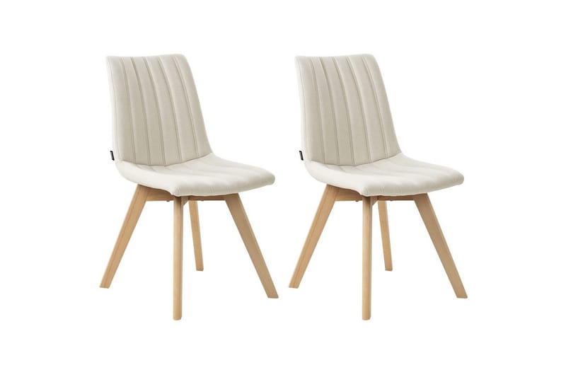 Sæt med 2 spisebordsstole Calgary, Hvid, lyst træ