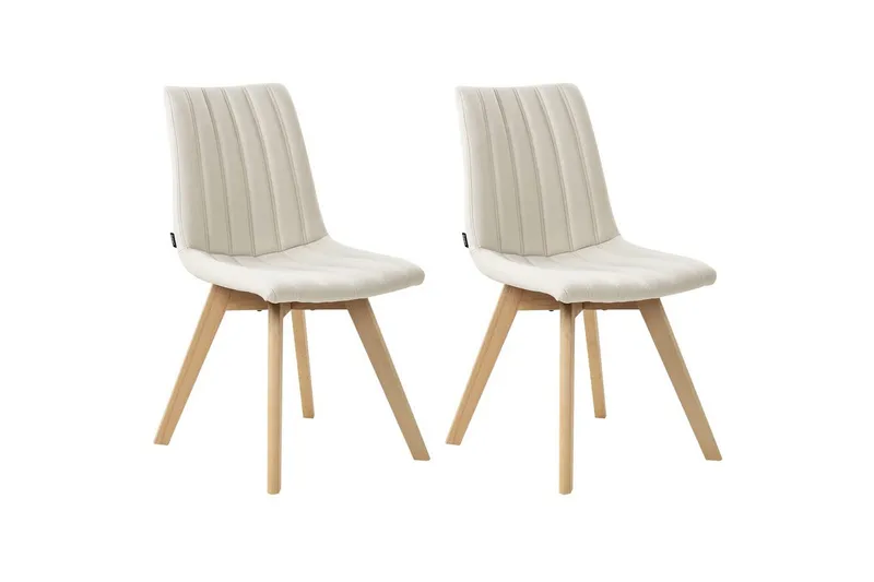 Sæt med 2 spisebordsstole Calgary, Hvid, lyst træ