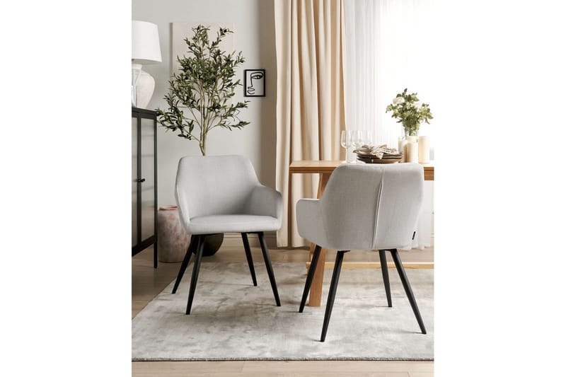 Sæt med 2 spisebordsstole Casmalia - Beige, sort - Møbler - Stole & lænestole - Spisebordsstole & køkkenstole