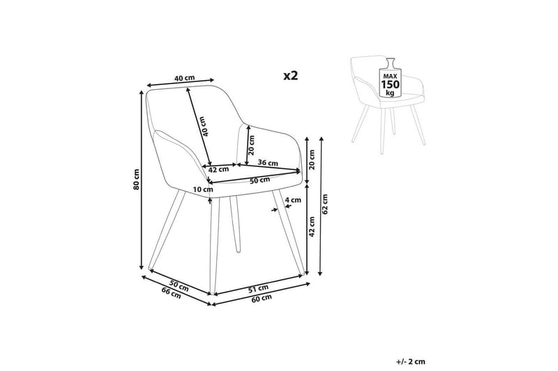 Sæt med 2 spisebordsstole Casmalia - Grå, sort - Møbler - Stole & lænestole - Spisebordsstole & køkkenstole