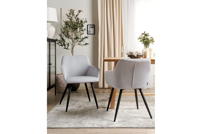 Sæt med 2 spisebordsstole Casmalia - Grå, sort - Møbler - Stole & lænestole - Spisebordsstole & køkkenstole