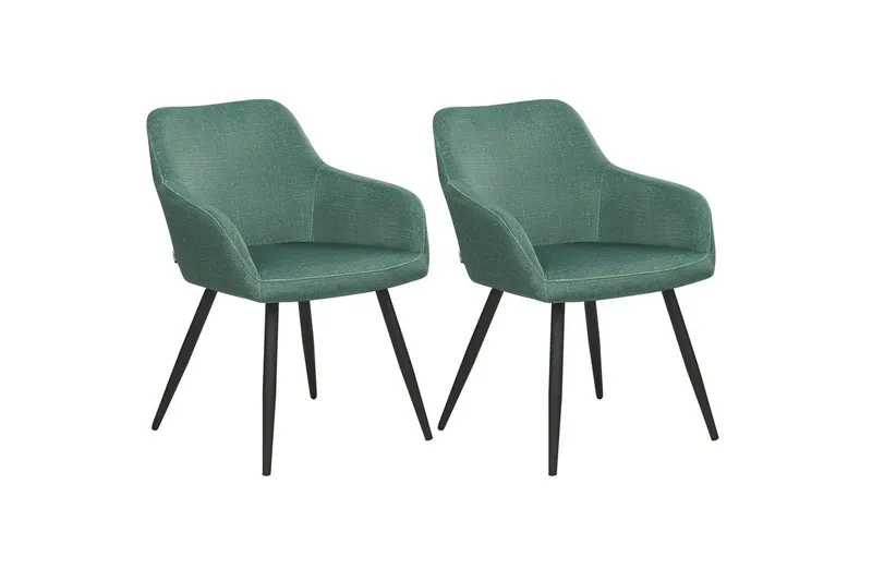 Sæt med 2 spisebordsstole Casmalia, Grøn, Sort
