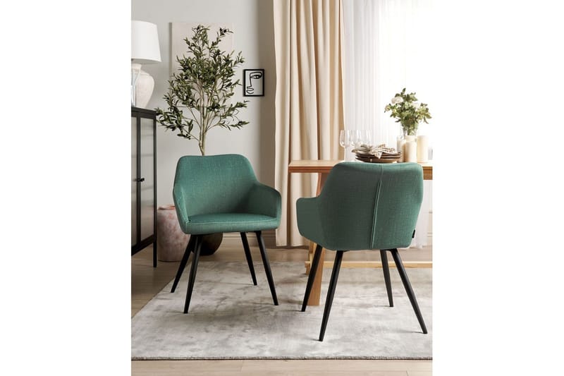 Sæt med 2 spisebordsstole Casmalia - Grøn, Sort - Møbler - Stole & lænestole - Spisebordsstole & køkkenstole