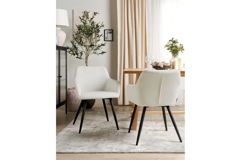 Sæt med 2 spisebordsstole Casmalia - Hvid, Sort - Møbler - Stole & lænestole - Spisebordsstole & køkkenstole