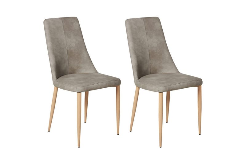 Sæt med 2 spisebordsstole Clayton, Grå, lyst træ