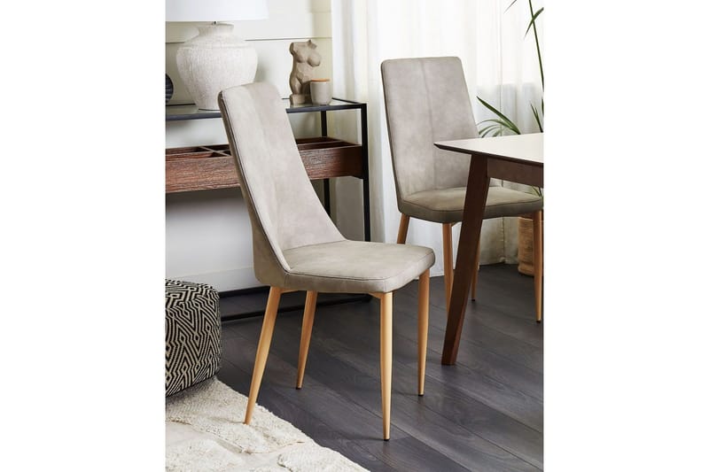 Sæt med 2 spisebordsstole Clayton - Grå, lyst træ - Møbler - Stole & lænestole - Spisebordsstole & køkkenstole