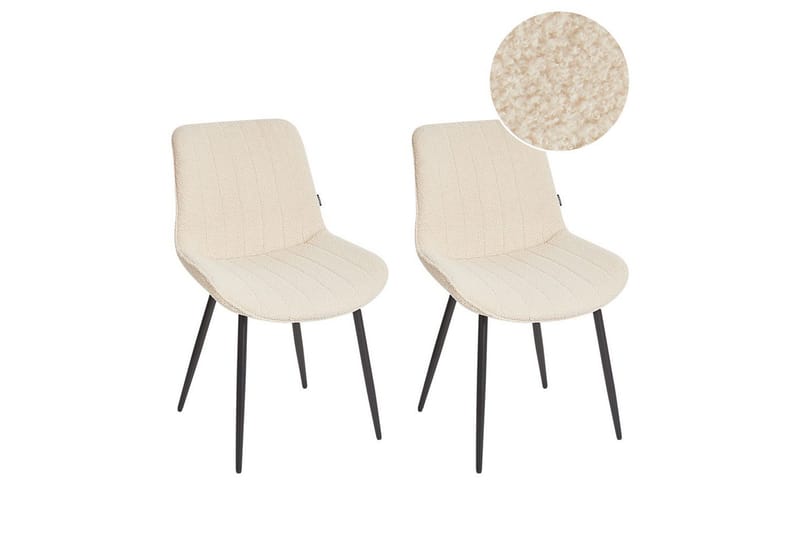 Sæt med 2 spisebordsstole Dubrovnik, Beige, sort/Bouclé