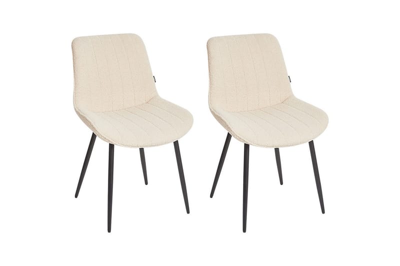 Sæt med 2 spisebordsstole Dubrovnik - Beige, sort/Bouclé - Møbler - Stole & lænestole - Spisebordsstole & køkkenstole