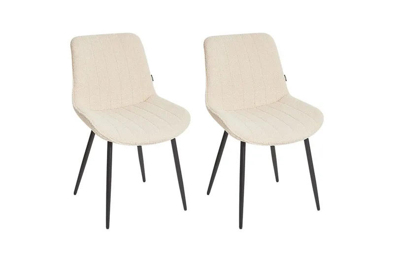 Sæt med 2 spisebordsstole Dubrovnik - Beige, sort/Bouclé - Møbler - Stole & lænestole - Spisebordsstole & køkkenstole