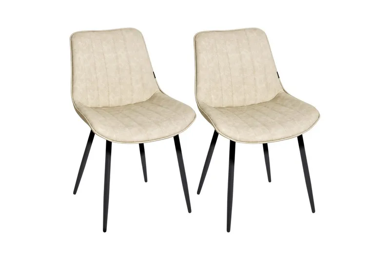 Sæt med 2 spisebordsstole Dubrovnik, Beige, sort/kunstlæder