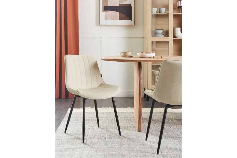 Sæt med 2 spisebordsstole Dubrovnik - Beige, sort/Kunstlæder - Møbler - Stole & lænestole - Spisebordsstole & køkkenstole