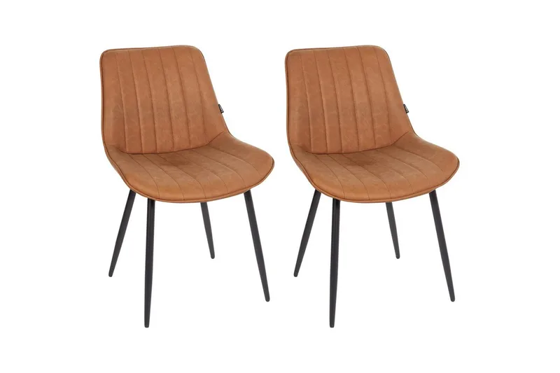 Sæt med 2 spisebordsstole Dubrovnik - Brun, Sort/Kunstlæder - Møbler - Stole & lænestole - Spisebordsstole & køkkenstole