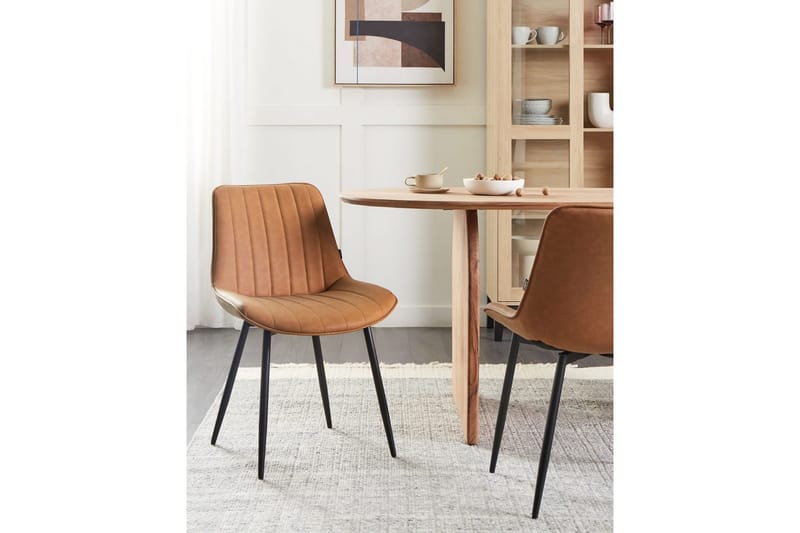 Sæt med 2 spisebordsstole Dubrovnik - Brun, Sort/Kunstlæder - Møbler - Stole & lænestole - Spisebordsstole & køkkenstole