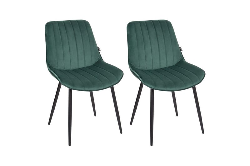 Sæt med 2 spisebordsstole Dubrovnik, Grøn, sort/fløjl