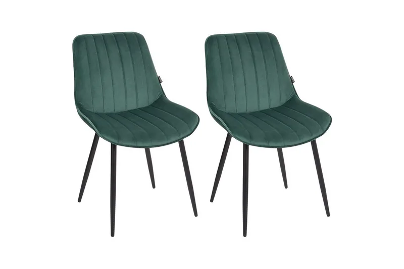Sæt med 2 spisebordsstole Dubrovnik, Grøn, sort/fløjl