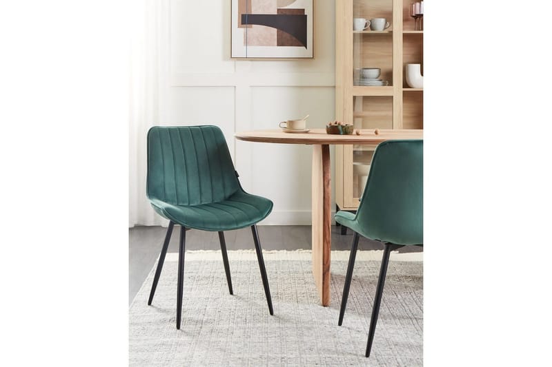 Sæt med 2 spisebordsstole Dubrovnik - Grøn, sort/fløjl - Møbler - Stole & lænestole - Spisebordsstole & køkkenstole