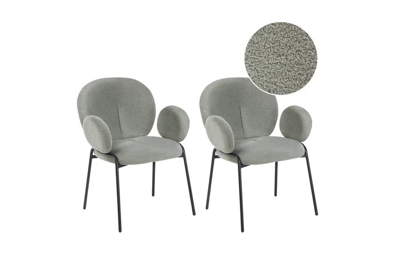 Sæt med 2 spisebordsstole Ely, Grøn, sort