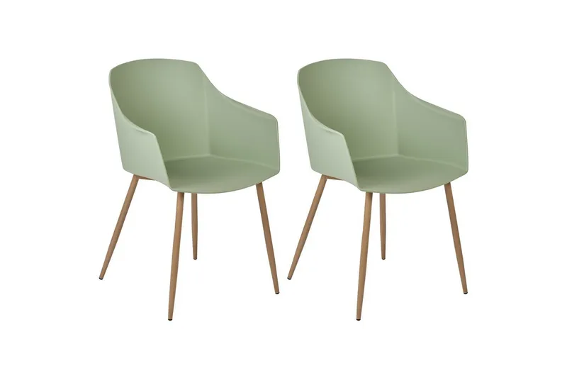 Sæt med 2 spisebordsstole Fonda ll, Grønt, lyst træ