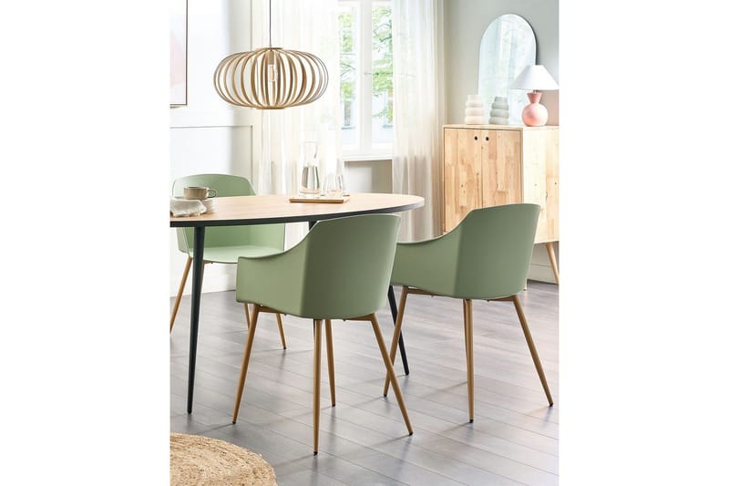 Sæt med 2 spisebordsstole Fonda ll - Grønt, lyst træ - Møbler - Stole & lænestole - Spisebordsstole & køkkenstole