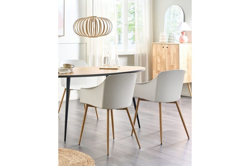 Sæt med 2 spisebordsstole Fonda ll - Hvid, lyst træ - Møbler - Stole & lænestole - Spisebordsstole & køkkenstole