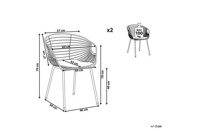 Sæt med 2 spisebordsstole Hoback - Møbler - Stole & lænestole - Spisebordsstole & køkkenstole