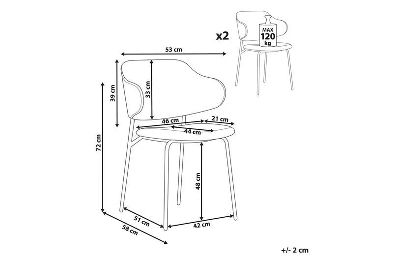 Sæt med 2 spisebordsstole Kenai - Beige, sort - Møbler - Stole & lænestole - Spisebordsstole & køkkenstole