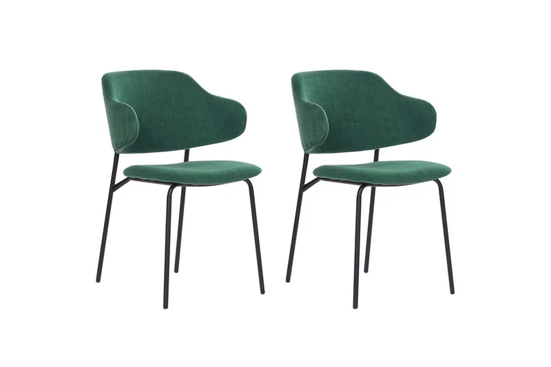 Sæt med 2 spisebordsstole Kenai, Grøn, sort