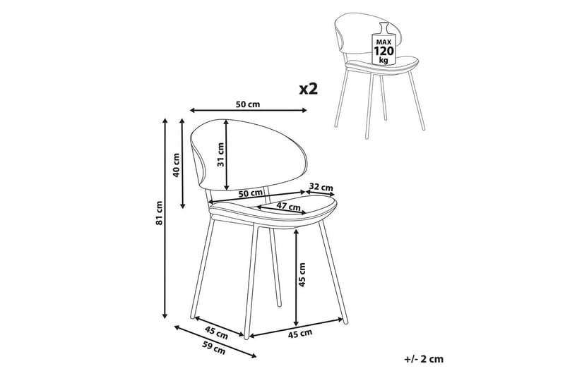 Sæt med 2 spisebordsstole Kiana - Brun, Sort - Møbler - Stole & lænestole - Spisebordsstole & køkkenstole