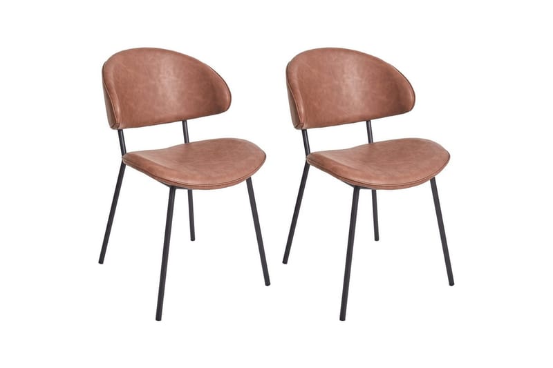 Sæt med 2 spisebordsstole Kiana, Brun, Sort