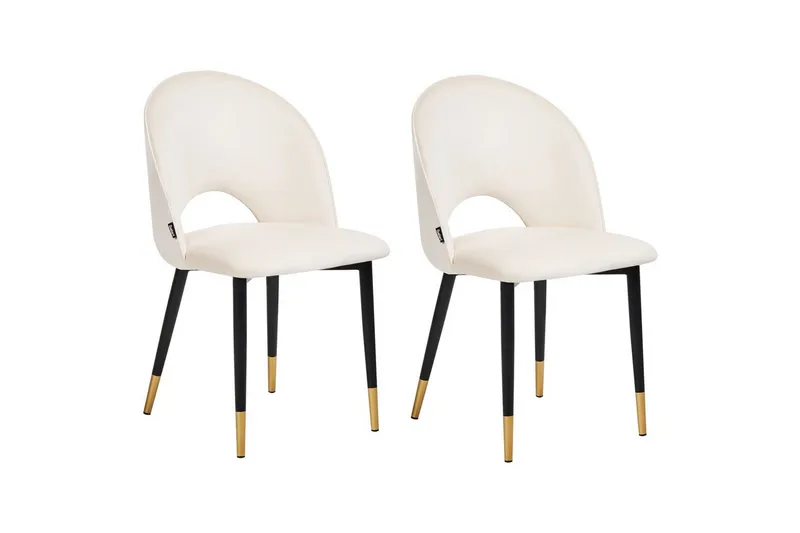 Sæt med 2 spisebordsstole Magalia, Beige, sort, guld