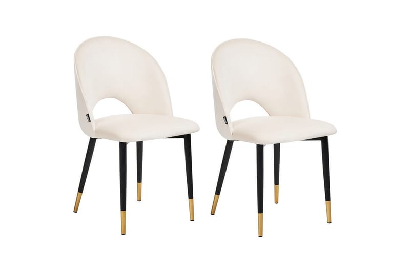 Sæt med 2 spisebordsstole Magalia, Beige, sort, guld