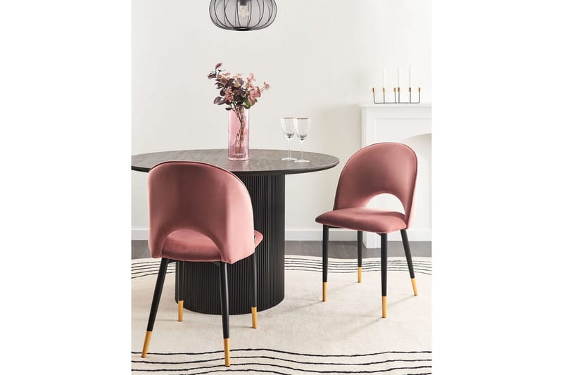 Sæt med 2 spisebordsstole Magalia - Rosa, Sort, Guld - Møbler - Stole & lænestole - Spisebordsstole & køkkenstole