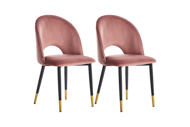 Sæt med 2 spisebordsstole Magalia, Rosa, Sort, Guld