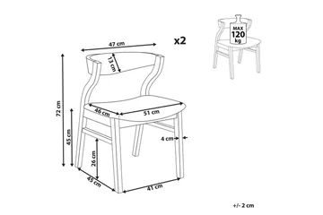 Sæt med 2 spisebordsstole Maroa - Grå, mørkt træ - Møbler - Stole & lænestole - Spisebordsstole & køkkenstole