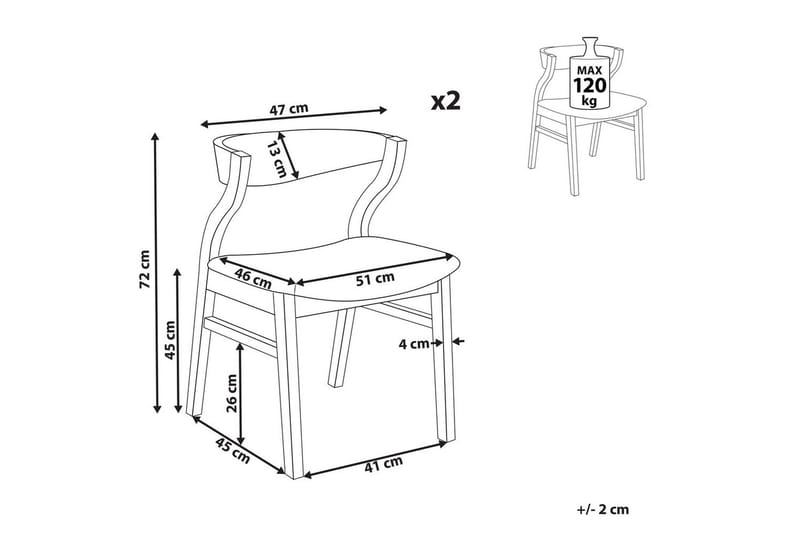 Sæt med 2 spisebordsstole Maroa - Grå, mørkt træ - Møbler - Stole & lænestole - Spisebordsstole & køkkenstole