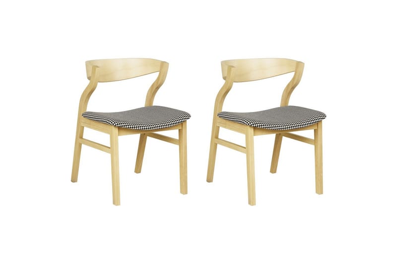 Sæt med 2 spisebordsstole Maroa, Lys træ, sort, hvid, Lyst træ, sort, hvid