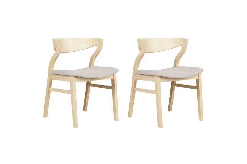 Sæt med 2 spisebordsstole Maroa, Lyst træ, beige