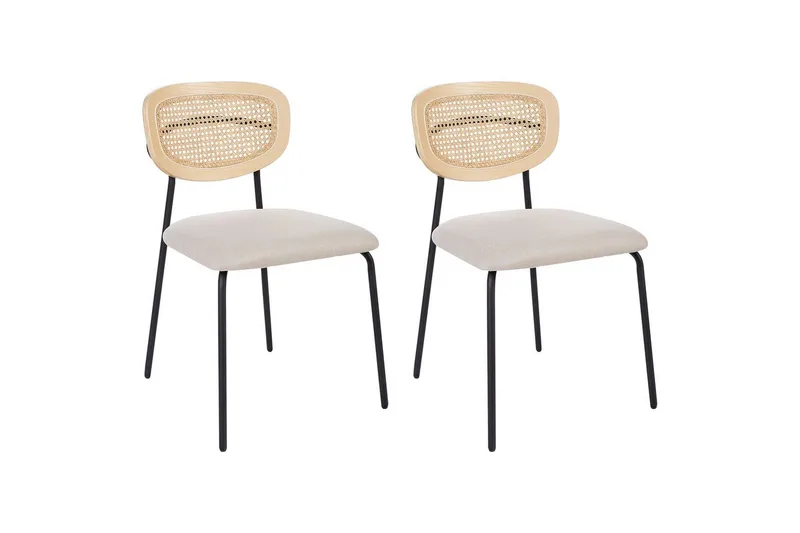 Sæt med 2 spisebordsstole Mayetta, Natur, beige, sort