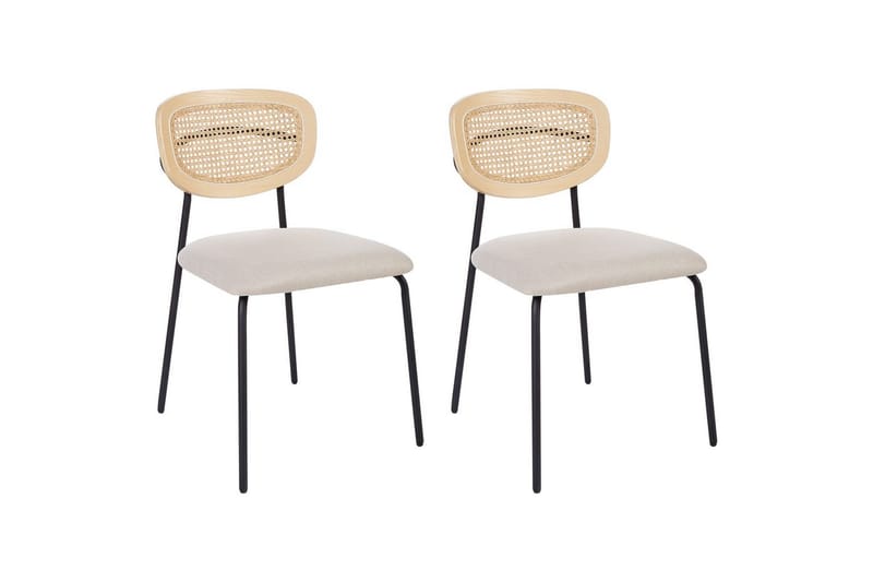 Sæt med 2 spisebordsstole Mayetta, Natur, beige, sort
