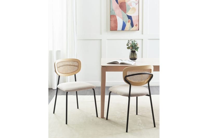Sæt med 2 spisebordsstole Mayetta - Natur, beige, sort - Møbler - Stole & lænestole - Spisebordsstole & køkkenstole