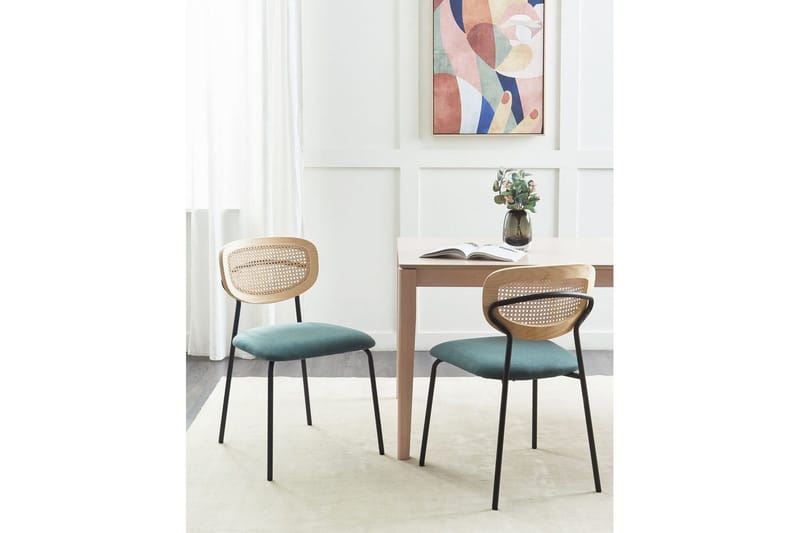 Sæt med 2 spisebordsstole Mayetta - Natur, blå, sort - Møbler - Stole & lænestole - Spisebordsstole & køkkenstole