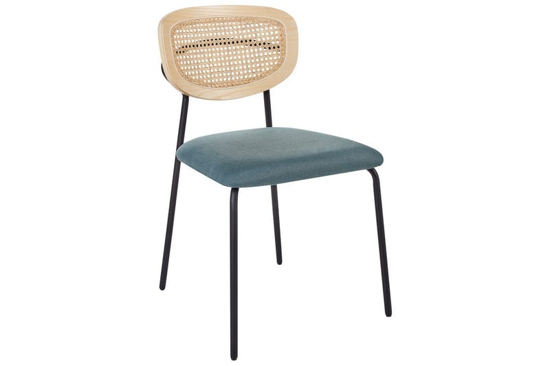 Sæt med 2 spisebordsstole Mayetta - Natur, blå, sort - Møbler - Stole & lænestole - Spisebordsstole & køkkenstole