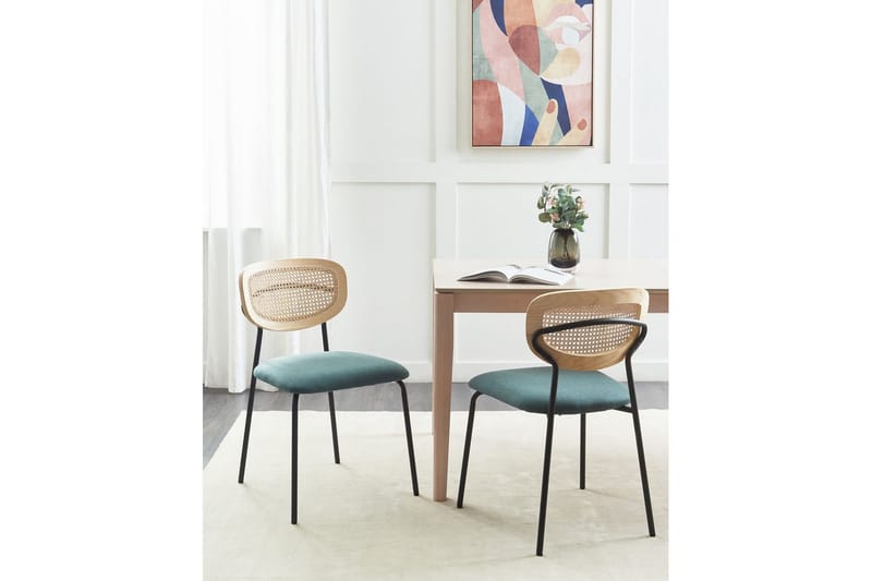 Sæt med 2 spisebordsstole Mayetta - Natur, blå, sort - Møbler - Stole & lænestole - Spisebordsstole & køkkenstole