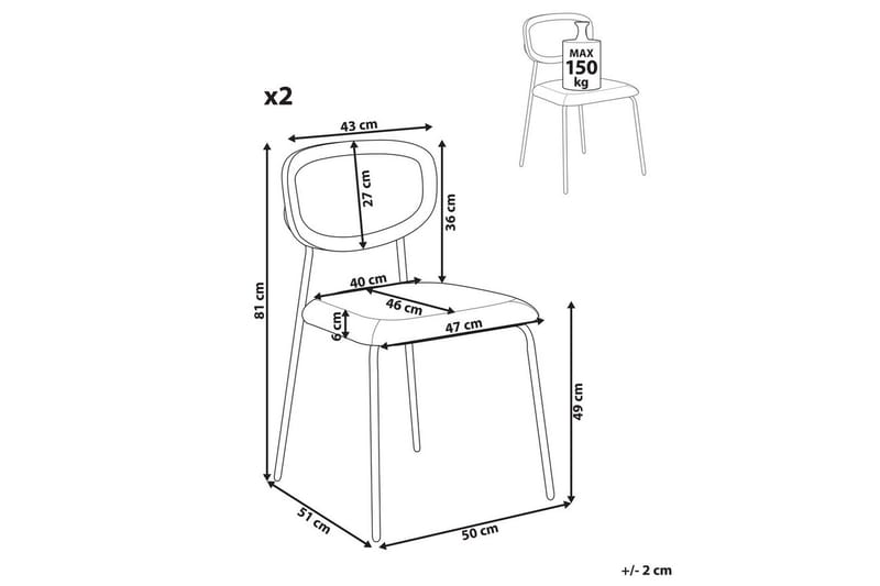 Sæt med 2 spisebordsstole Mayetta - Natur, blå, sort - Møbler - Stole & lænestole - Spisebordsstole & køkkenstole