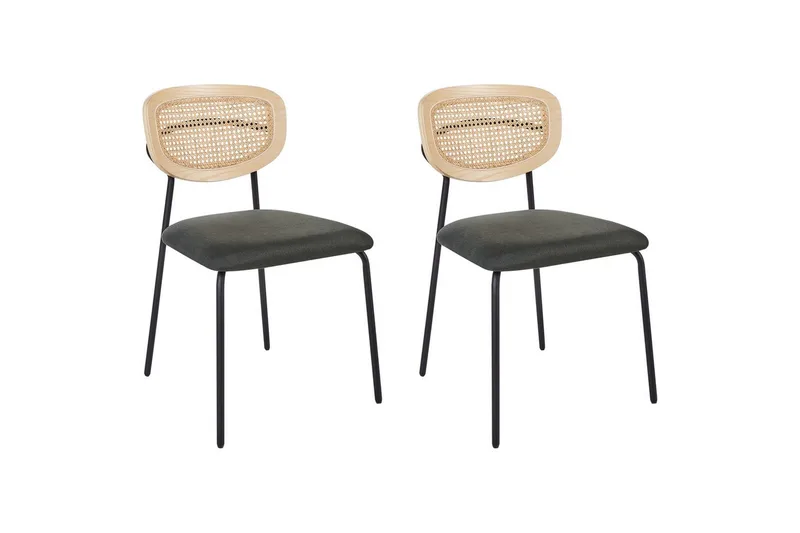 Sæt med 2 spisebordsstole Mayetta, Natur, grøn, sort
