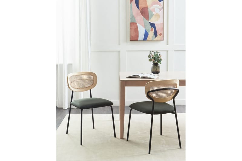 Sæt med 2 spisebordsstole Mayetta - Natur, grøn, sort - Møbler - Stole & lænestole - Spisebordsstole & køkkenstole