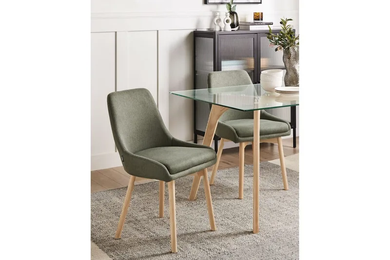 Sæt med 2 spisebordsstole Melfort - Grønt, lyst træ - Møbler - Stole & lænestole - Spisebordsstole & køkkenstole