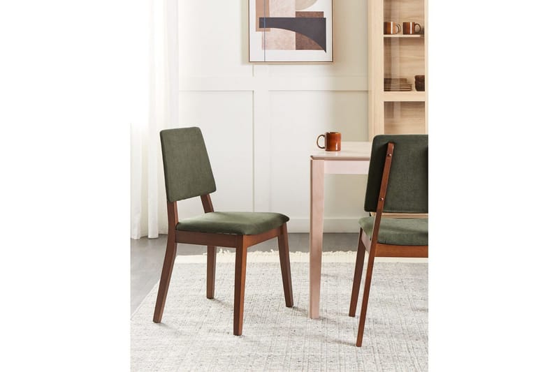 Sæt med 2 spisebordsstole Merrill - Mørkt træ, grøn - Møbler - Stole & lænestole - Spisebordsstole & køkkenstole