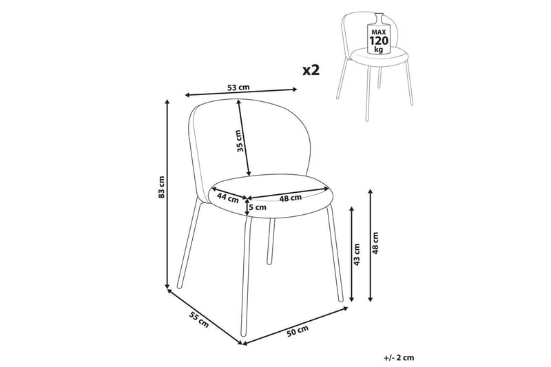 Sæt med 2 spisebordsstole Miles - Beige, sort - Møbler - Stole & lænestole - Spisebordsstole & køkkenstole