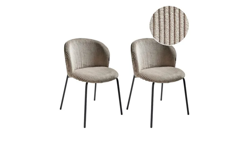 Sæt med 2 spisebordsstole Miles - Beige, sort - Møbler - Stole & lænestole - Spisebordsstole & køkkenstole